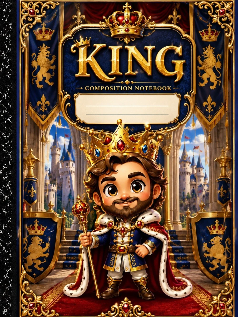 King Composition Notebook - Blue & Gold Hardcover